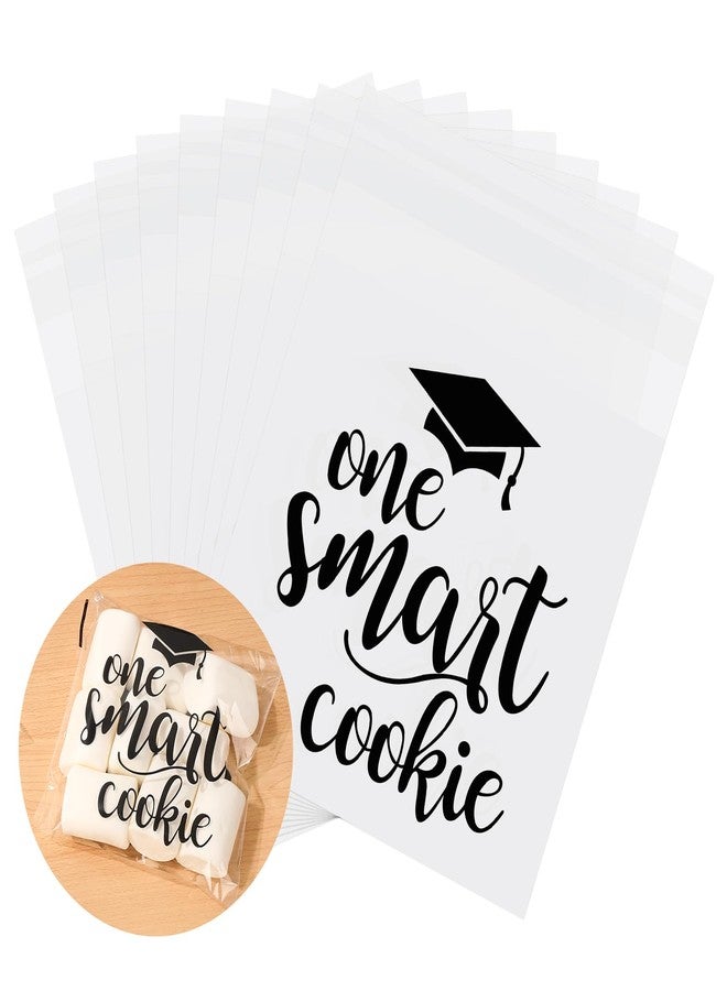 Whaline 320Pcs Graduation Self Adhesive Treat Bags One Smart Cookie Cellophane Gift Bags Clear Candy Bag Plastic Goodie Bag for Congrats Grad Party Snack Cookie Packing Supplies - Image 1